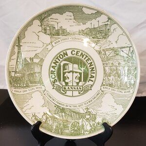 Vintage Souvenir Plate celebrating the Scranton Centennial in Kansas - 10" dia.
